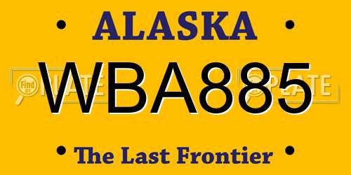 WBA885 Alaska License Plate