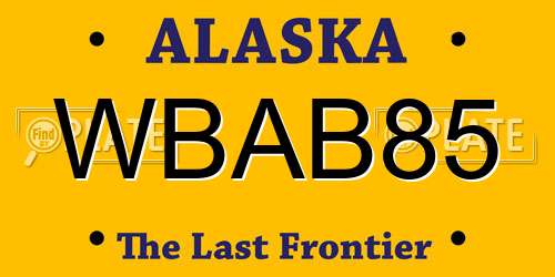 WBAB85 Alaska License Plate