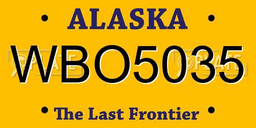 WBO5035 Alaska License Plate