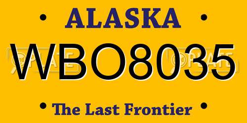 WBO8035 Alaska License Plate