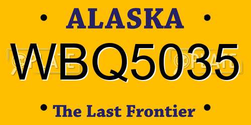 WBQ5035 Alaska License Plate