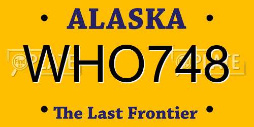 WHO748 Alaska License Plate