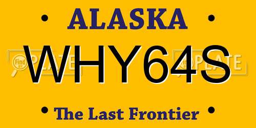 WHY64S Alaska License Plate