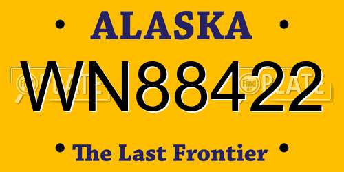 WN88422 Alaska License Plate