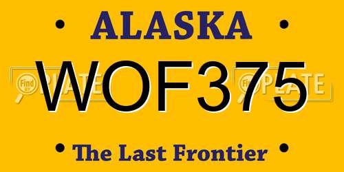 WOF375 Alaska License Plate