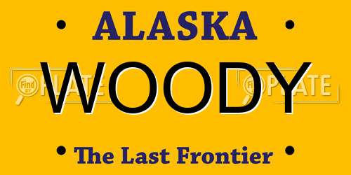 WOODY Alaska License Plate