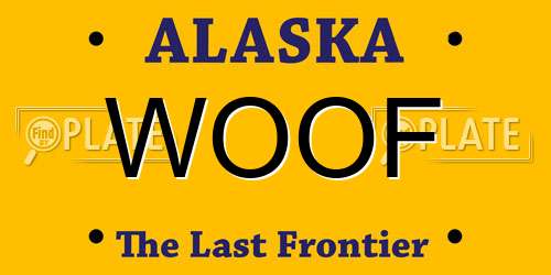 WOOF Alaska License Plate