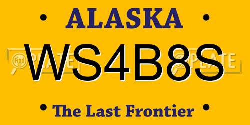 WS4B8S Alaska License Plate