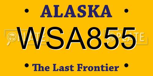 WSA855 Alaska License Plate