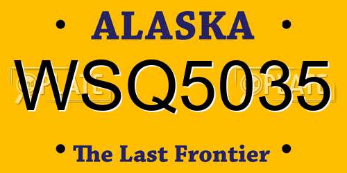 WSQ5035 Alaska License Plate