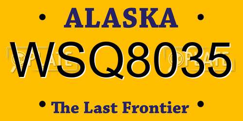 WSQ8035 Alaska License Plate