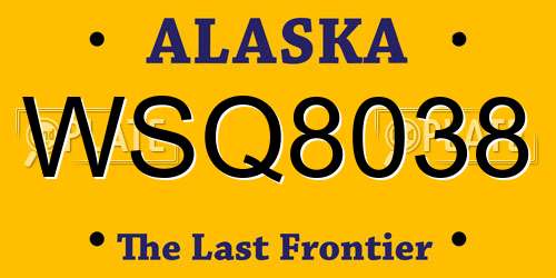 WSQ8038 Alaska License Plate