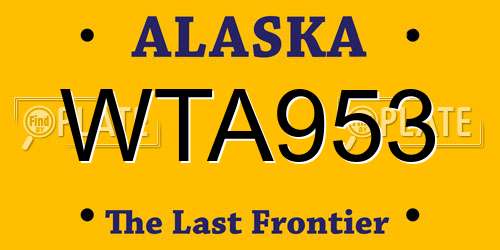 WTA953 Alaska License Plate