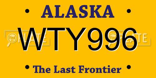 WTY996 Alaska License Plate