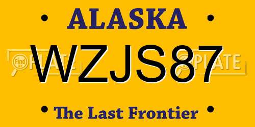 WZJS87 Alaska License Plate