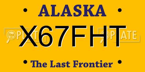 X67FHT Alaska License Plate