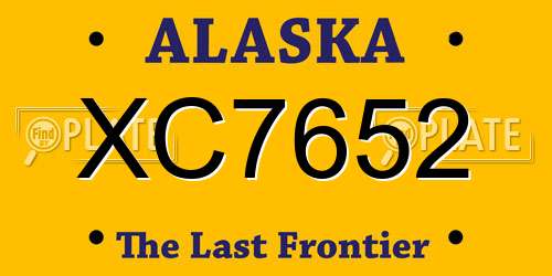 XC7652 Alaska License Plate