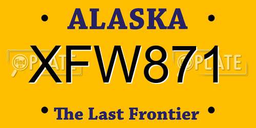 XFW871 Alaska License Plate