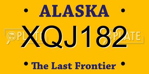XQJ182 Alaska License Plate