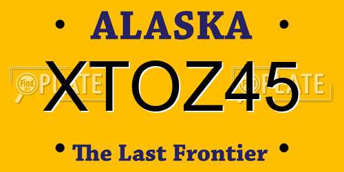 XTOZ45 Alaska License Plate