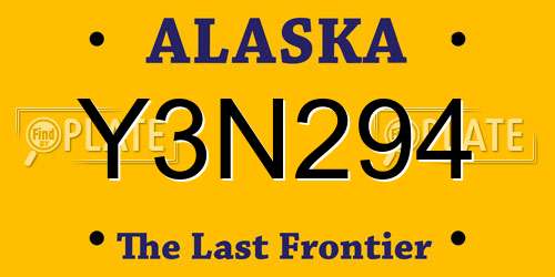 Y3N294 Alaska License Plate