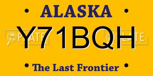 Y71BQH Alaska License Plate
