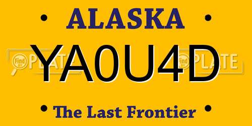 YA0U4D Alaska License Plate