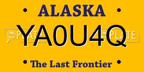 YA0U4Q Alaska License Plate