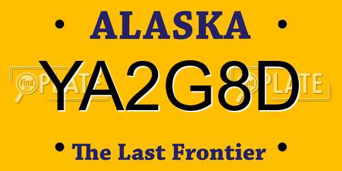 YA2G8D Alaska License Plate