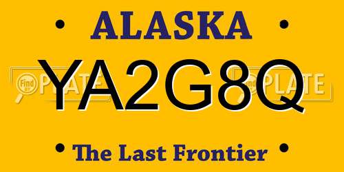 YA2G8Q Alaska License Plate