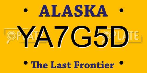 YA7G5D Alaska License Plate