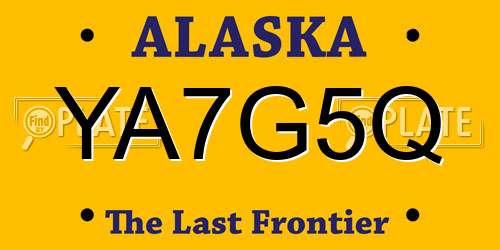 YA7G5Q Alaska License Plate
