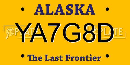 YA7G8D Alaska License Plate
