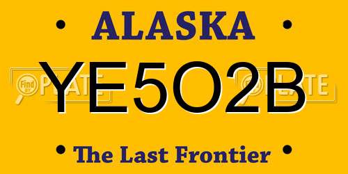 YE5O2B Alaska License Plate