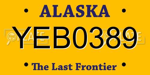 YEB0389 Alaska License Plate