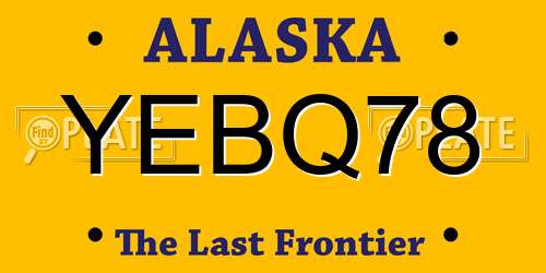 YEBQ78 Alaska License Plate