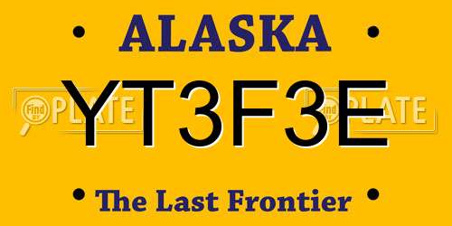 YT3F3E Alaska License Plate