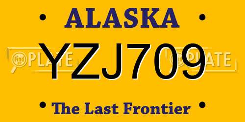 YZJ709 Alaska License Plate