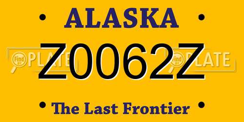 Z0062Z Alaska License Plate