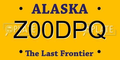 Z00DPQ Alaska License Plate