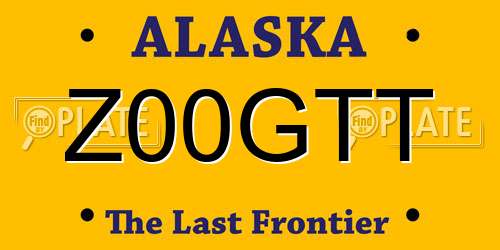 Z00GTT Alaska License Plate