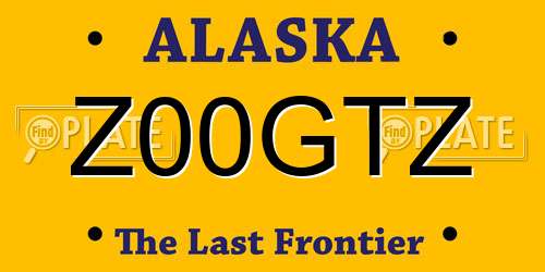 Z00GTZ Alaska License Plate