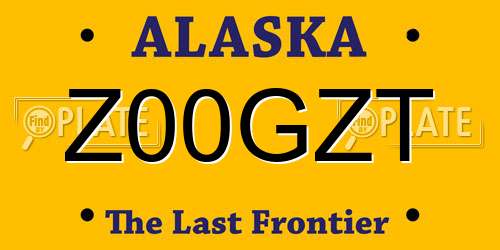 Z00GZT Alaska License Plate