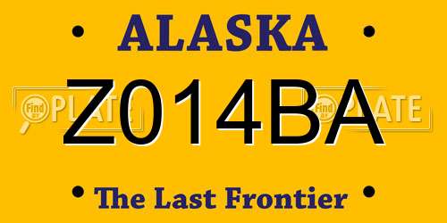 Z014BA Alaska License Plate
