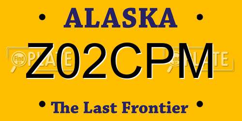 Z02CPM Alaska License Plate