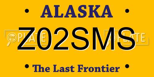 Z02SMS Alaska License Plate