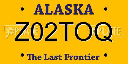 Z02TOQ Alaska License Plate