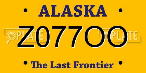 Z077OO Alaska License Plate