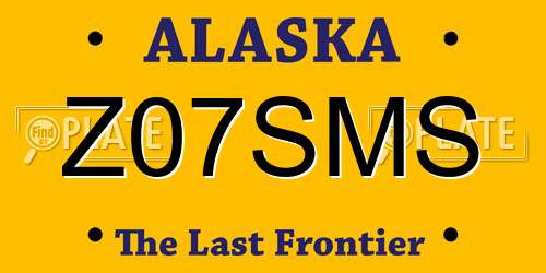 Z07SMS Alaska License Plate