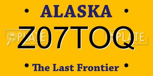 Z07TOQ Alaska License Plate